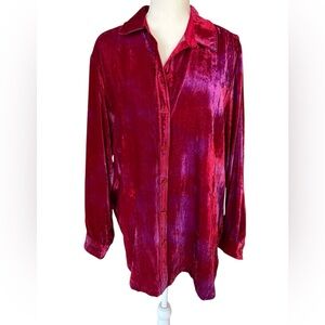John Mark Red and Purple Velvet Button Down Shirt
